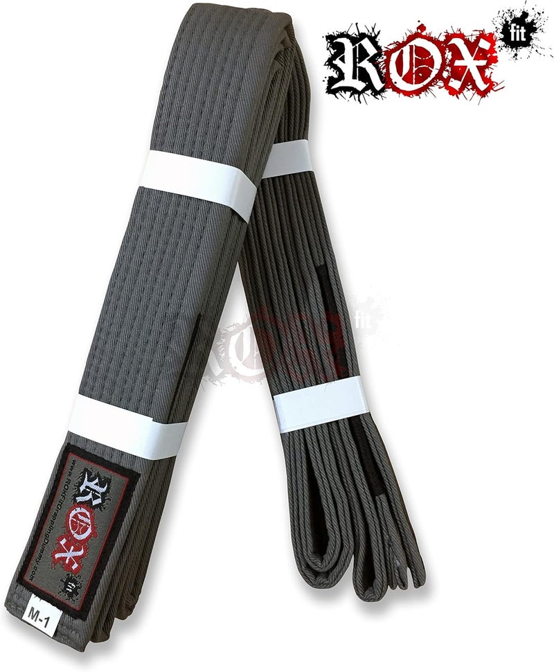 Roxfit BJJ Belt Kids Size - Adult Size Brazilian Jiu-Jitsu Belt 100% Cotton Durable Lightweight Design BJJ Gi Belts Grey - Image 4